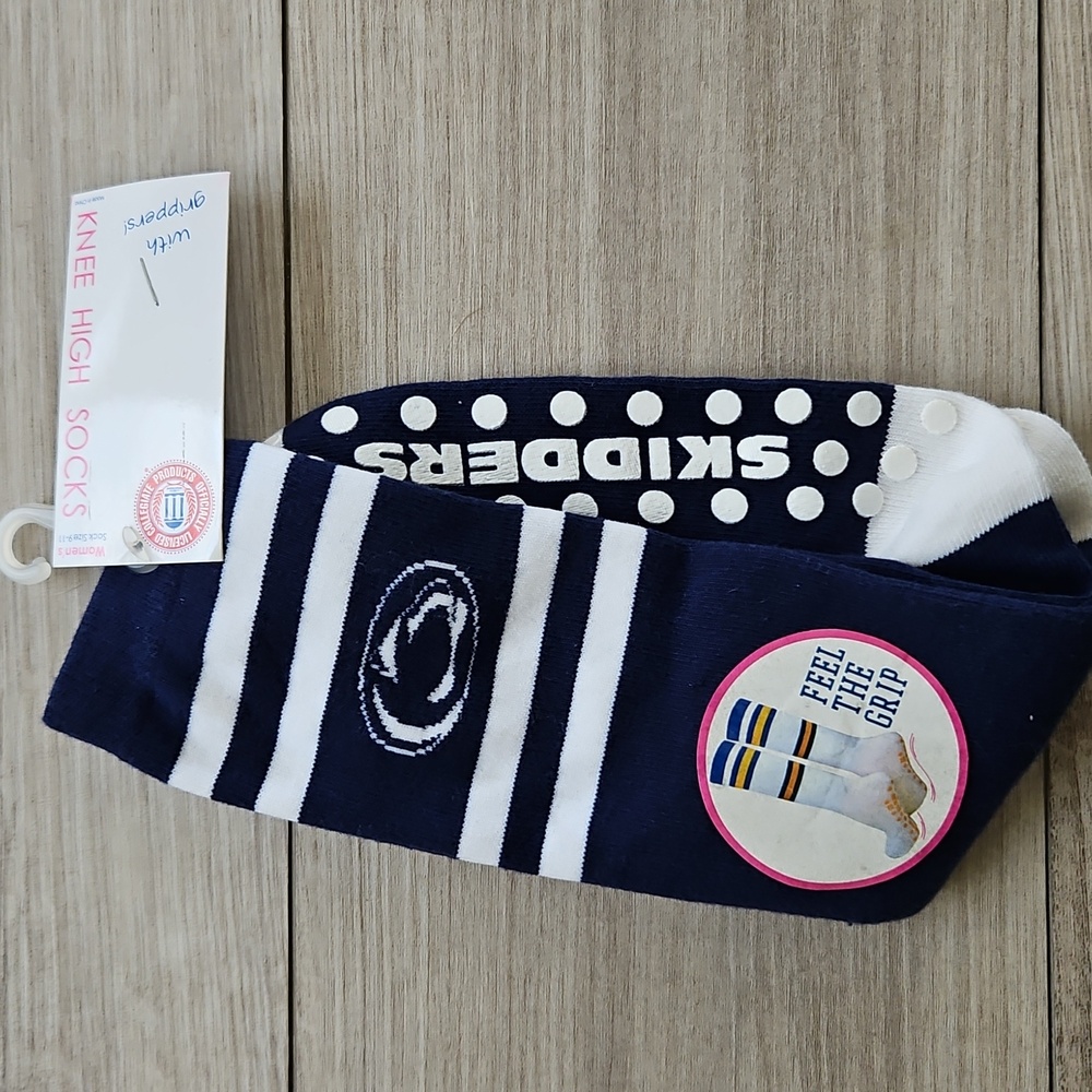 Penn State PSU Blue Socks Grippers Knee High Skidders Socks NWT Womens Size 9-11